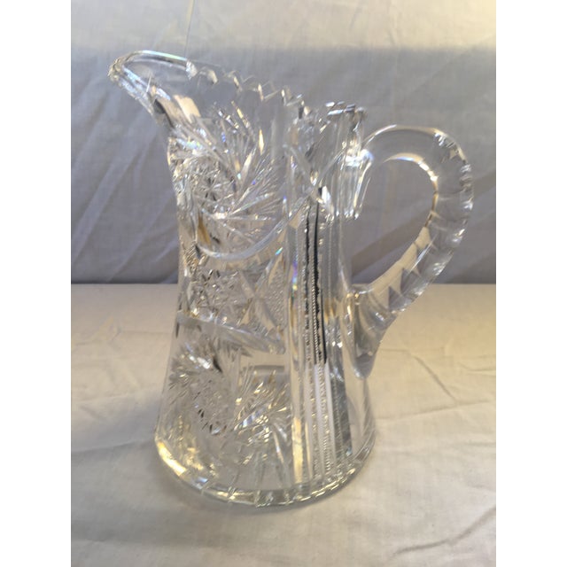 Libby American Brilliant Intricate Cut Crystal Water Pitcher Chairish
