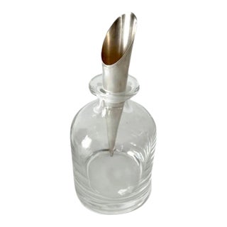Crystal Italian Pampaloni Decanter with Sterling Silver Cone Style Stopper For Sale