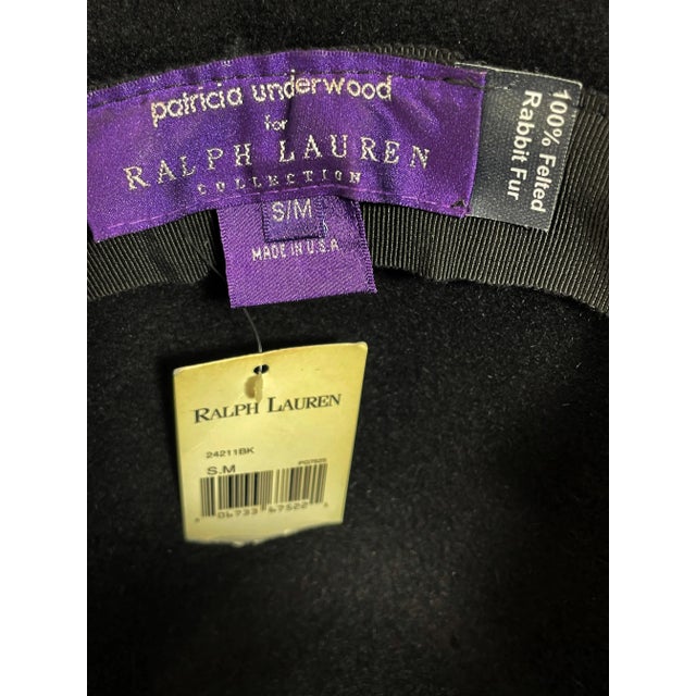 2000 - 2009 C 2000 Ralph Lauren Women’s Purple Label Black Felt Broad Rimmed Hat For Sale - Image 5 of 5