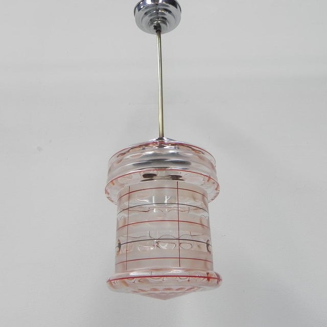 Art Deco Hanging Lamp with Pink Glass Shade For Sale - Image 18 of 18