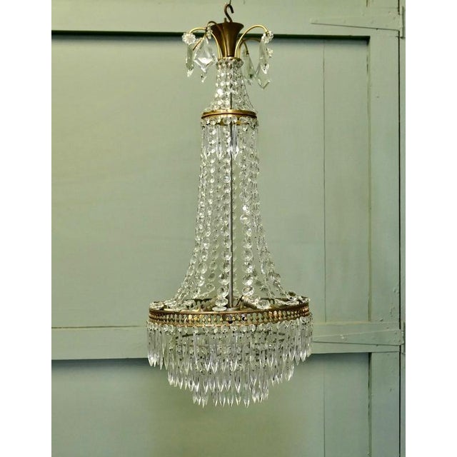Gold Large French Empire Tent and Waterfall Chandelier, 1930 For Sale - Image 8 of 9