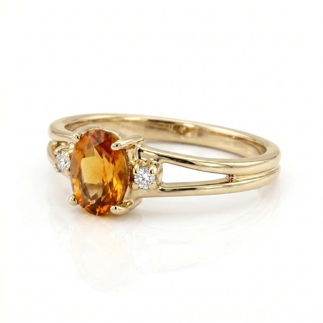 Citrine & Cz Engagement Ring in 925 Sterling Silver Us 7 For Sale - Image 4 of 5