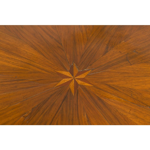 Biedermeier Period 1840s Austrian Walnut Guéridon with Star Inlay and Foliage For Sale In Atlanta - Image 6 of 11