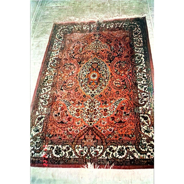 True beauty, all silk hand made Qum makes this rug a gorgeous piece of art . Jewel tones, hand woven, 600 knots per Square...