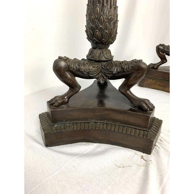 Empire Bronze Candelabras, France, Set of 2 For Sale - Image 4 of 9