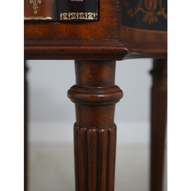 Wood Maitland Smith Leather Top Mahogany Occasional Faux Book Table For Sale - Image 7 of 18