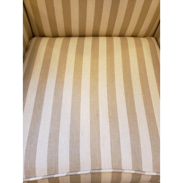Striped Wingback Chair With Upholstered Cushion – Living Room Lounge Chair For Sale - Image 6 of 10