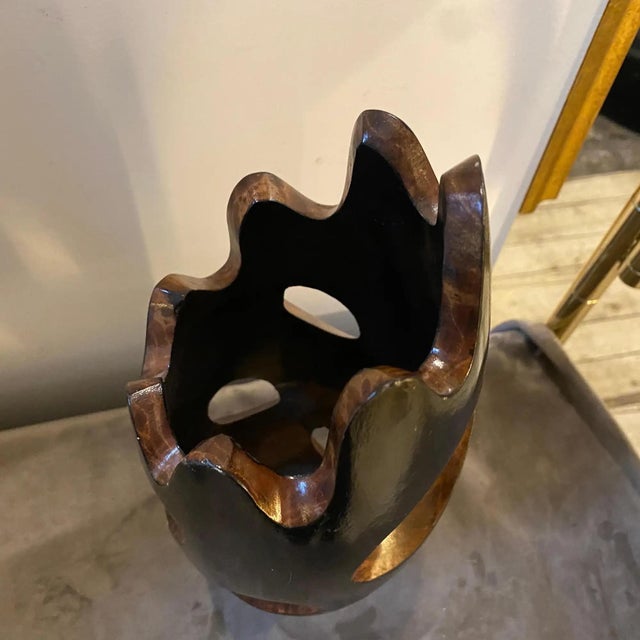 A 1980s Vintage Organic Modern Hand Carved Wood Sculptural Vase For Sale - Image 11 of 11