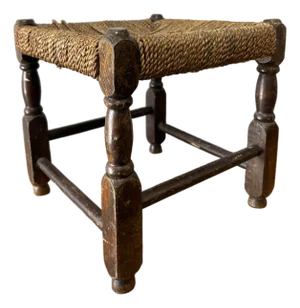 Antique English Oak and Rope Stool