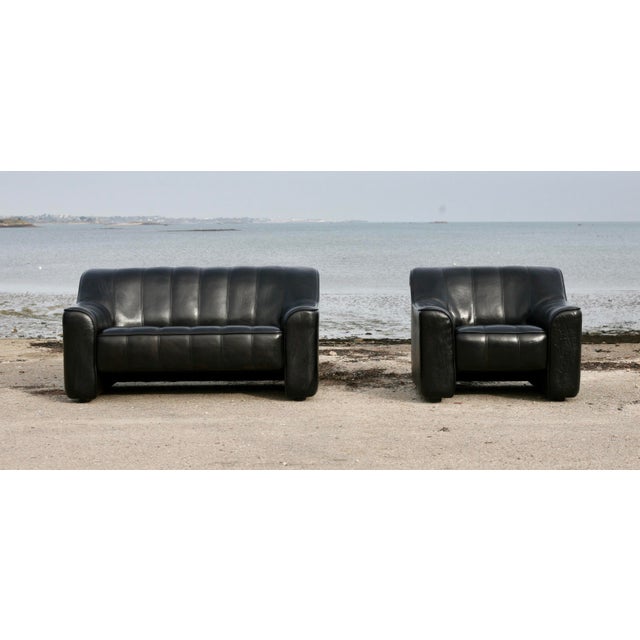 DS44 Sofa and Chair in Leather from de Sede, 1970s, Set of 2, in Good conditions. Designed 1970 to 1979 I have official...