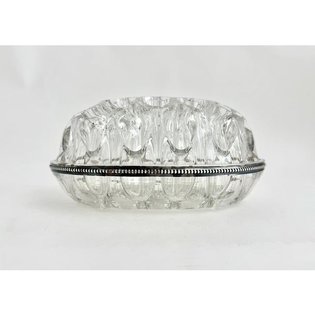 Vintage English Blown Glass & Silver Oval Flower Frog Centerpiece For Sale - Image 9 of 9