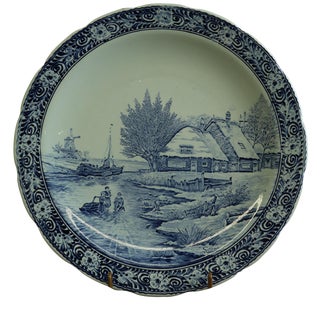 Plate, Signed Sonneville Boch Blue Delft Winter For Sale