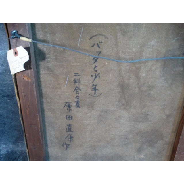 Figurative Mid 20th Century Naoyasu Harada "Boy and Locust" Oil Painting on Canvas For Sale - Image 3 of 8