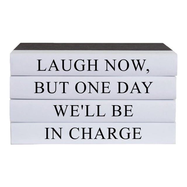 Decorative Books - Quote Book Stack - "Laugh Now" For Sale
