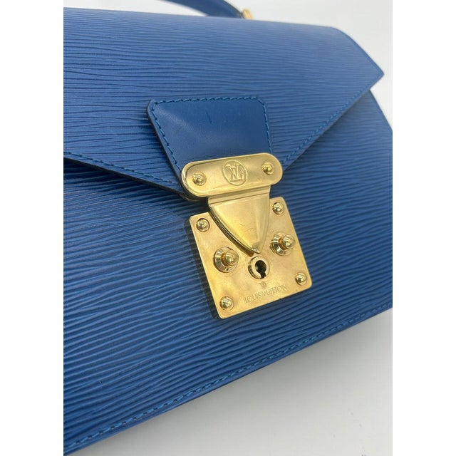 Metal Mid 20th Century Louis Vuitton Blue Epi Concorde Bag For Sale - Image 7 of 12