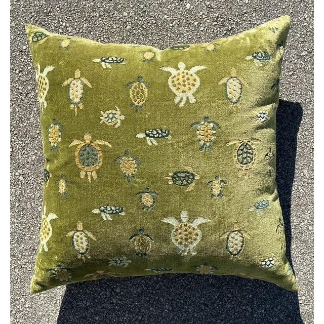 Vintage Boho Velvet Turtle Throw Pillow For Sale In West Palm - Image 6 of 12
