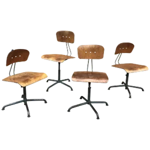 Vintage Basler Eisenmöbelfabrik Sissach, Bes Adjustable Shop Stools- Set of 4
