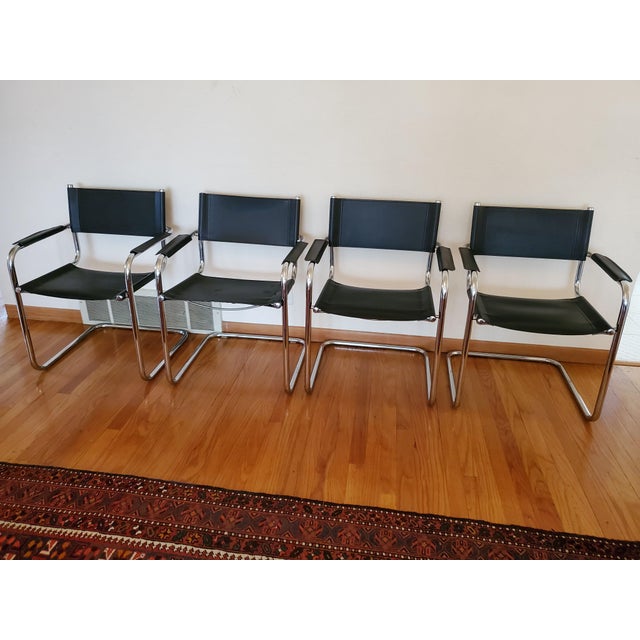 1960s Leather & Chrome Cantilever Chairs - Set of 4 For Sale In Saint Louis - Image 6 of 6