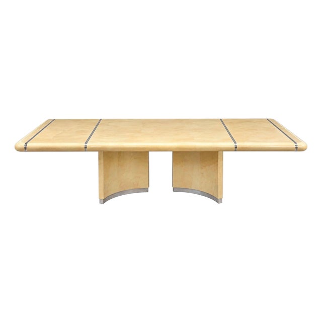 Karl Springer Goatskin Bullnose Dining Table With Chrome, 1970 For Sale