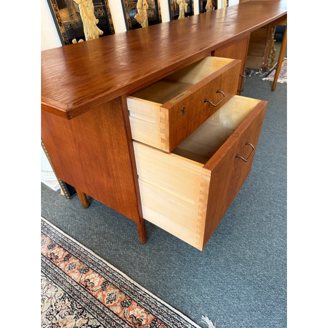 Mid 20th Century Teak Wood Office Desk With Cabinet For Sale - Image 17 of 18