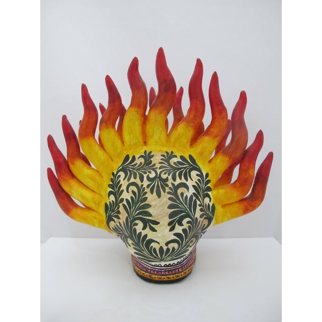 Alfonso Castillo Orta Flaming Fire Skull Day of Dead Mexican Folk Pottery For Sale - Image 11 of 12