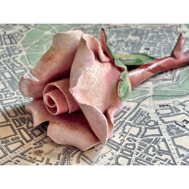 Capodimonte porcelain pink rose handcrafted in Italy. Marked with the crown and "N". For the last 300 years, Capodimonte...