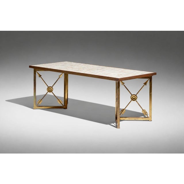 Hollywood Regency, Coffee Table, Capiz Shell, Brass, France, 1950s For Sale - Image 4 of 10