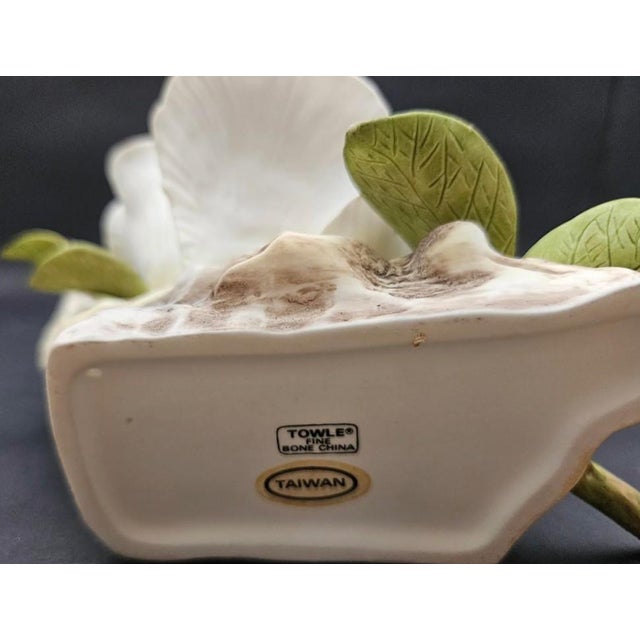 Ceramic Vintage 1970s Towle Fine Bone China White Rose Natural World Display Sculpture For Sale - Image 7 of 8