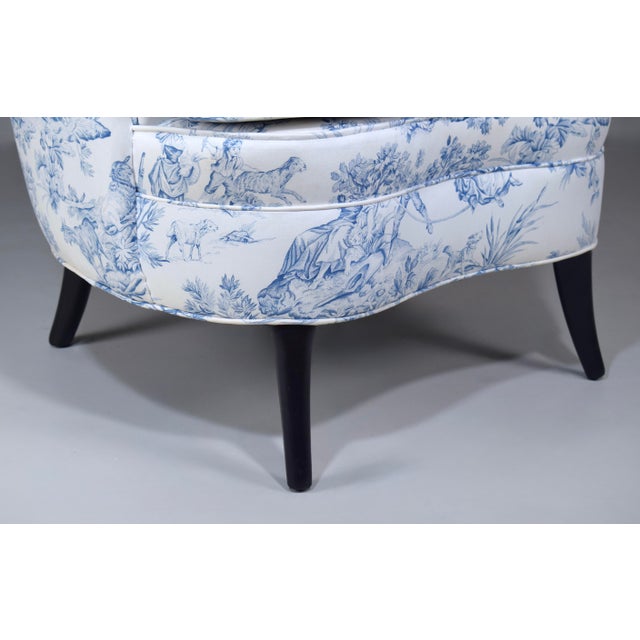 Swedish Art Deco Barrel Bergere Chairs, 1920's French Toile For Sale - Image 14 of 15