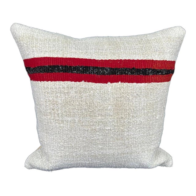 Turkish Hemp Pillow Cushion Natural Beige Red Cushion Cover 20x20 For Sale