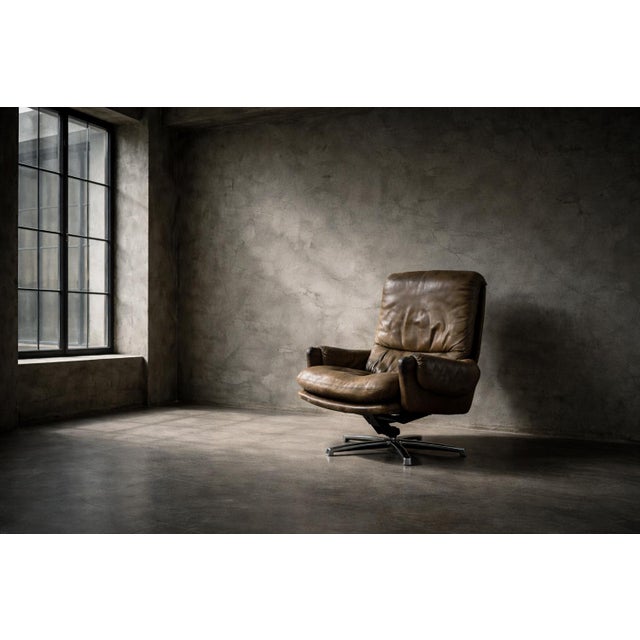 Mid-Century Modern German Brown Leather Lounge Swivel Chair from Musterring, 1960s For Sale - Image 13 of 18