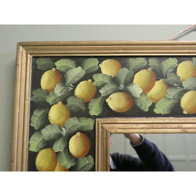 Glass Folk Art Wall Mirror with Cushion Frame and Lemon Decoration, 1930 For Sale - Image 7 of 8