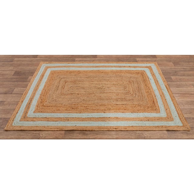 Textile 2'x3' Soft Sea Green Jute Braided Handmade Bohemian Rug For Sale - Image 7 of 11