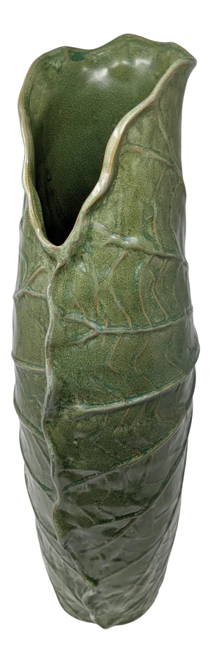 1970s Inspired Emerald Green Cabbage Style Ceramic Decorative Vase