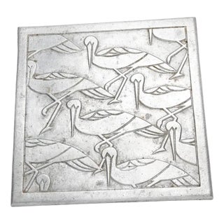 Square Dish with Silver Storks, 1960s For Sale