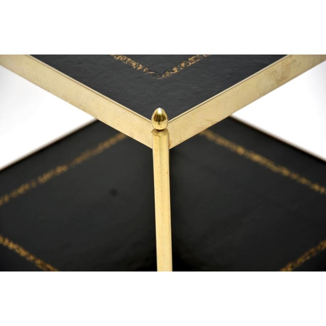 Vintage Brass and Leather Side Tables, 1960s, Set of 2 For Sale - Image 9 of 10