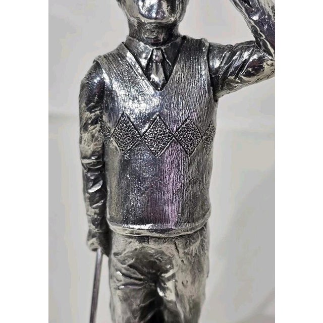 Metal English Silver Golfer Sculpture, 1997 For Sale - Image 7 of 18