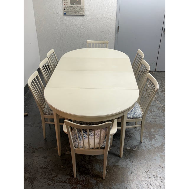 Mid 20th Century Carl Malmsten for Bodafors Herrgården Dining Set, Set of Nine For Sale - Image 5 of 12