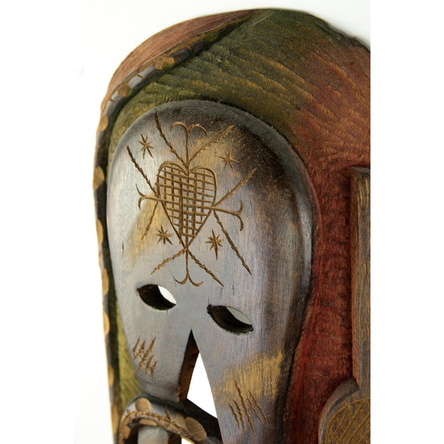 Vintage Wooden Mask, Mid-20th Century For Sale - Image 5 of 6