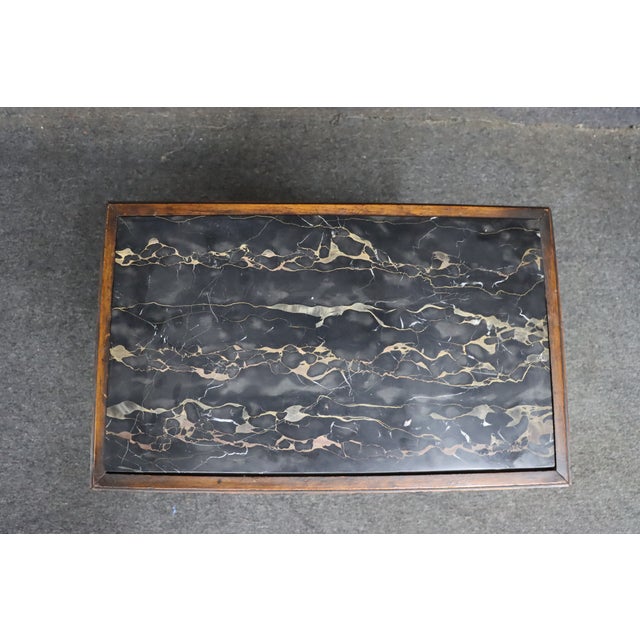 Early 20th Century French Baroque Style Carved Walnut Marble Top End Table For Sale - Image 5 of 10