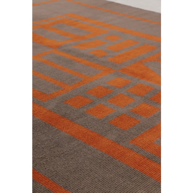Rug & Kilim Vintage Turkish Distressed Rug in Brown & Orange Geometric Motifs - Rug & Kilim For Sale - Image 4 of 11