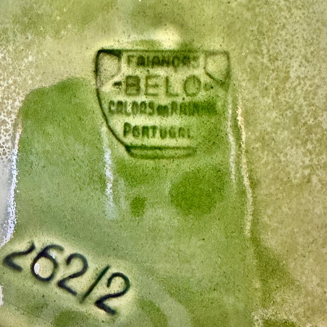 Portuguese Belo Olive Green Cabbage Leaf Plates, S/8 – 1930-1950 For Sale - Image 11 of 12