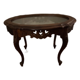 Vintage Carved Walnut Coffee Table 1930s For Sale