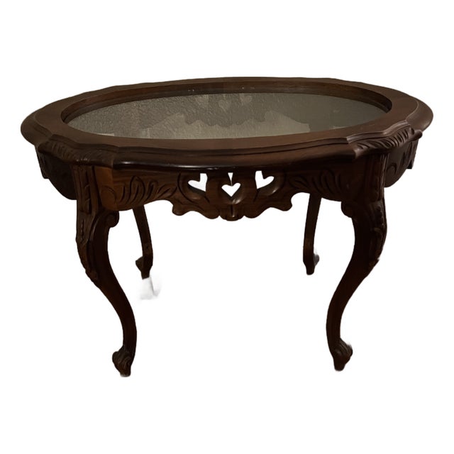 Vintage Carved Walnut Coffee Table 1930s For Sale