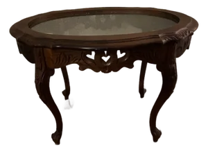 Vintage Carved Walnut Coffee Table 1930s