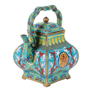 Chinese Turquoise Cloisonné Enamel on Bronze Teapot