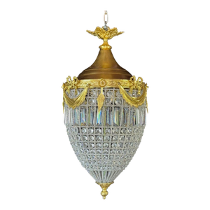 1980 French Louis XVI Gold Bronze Crystal Lantern - 1 Pc