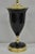 Antique French Neoclassical Black Faceted Opalene Glass Urn Brass Mounted Table Lamp. Circa Early 20th Century....