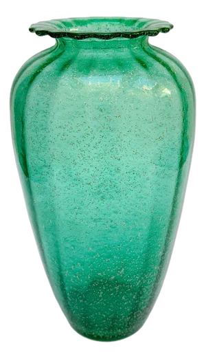 Green Murano Glass Vase with Silver Leaf from Ca dei Vetrai, 1980s
