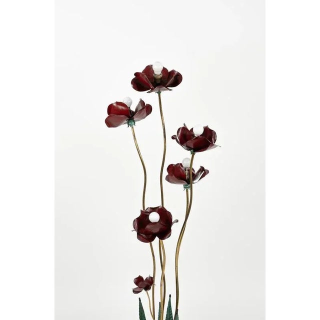 Mid-Century Floor Lamp with Leaves and Flowers in Brass, Italy, 1950s For Sale - Image 11 of 15